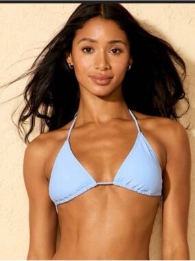 Baby Blue Triangle Bikini Set - Top is Small and bottoms are Large - Women Swim